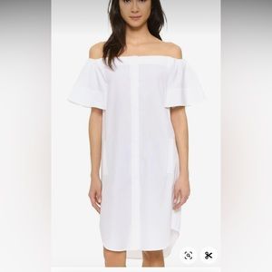 Vince white off shoulder button down shirtdress